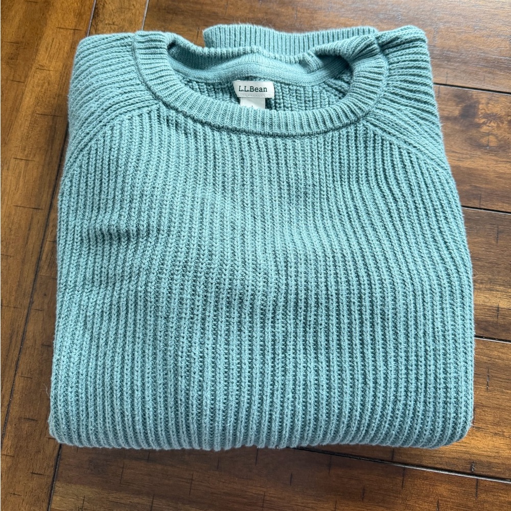 Women’s LL Bean Coastal Cotton Pullover Sweater, Large, Juniper